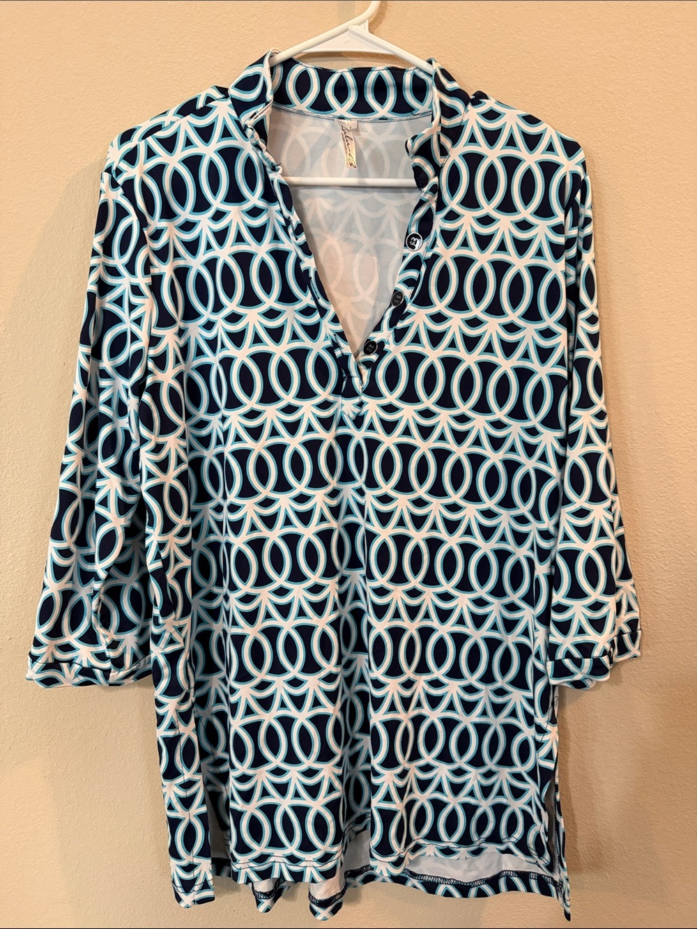 LuLaRoe Navy and White Geometric Print Tunic